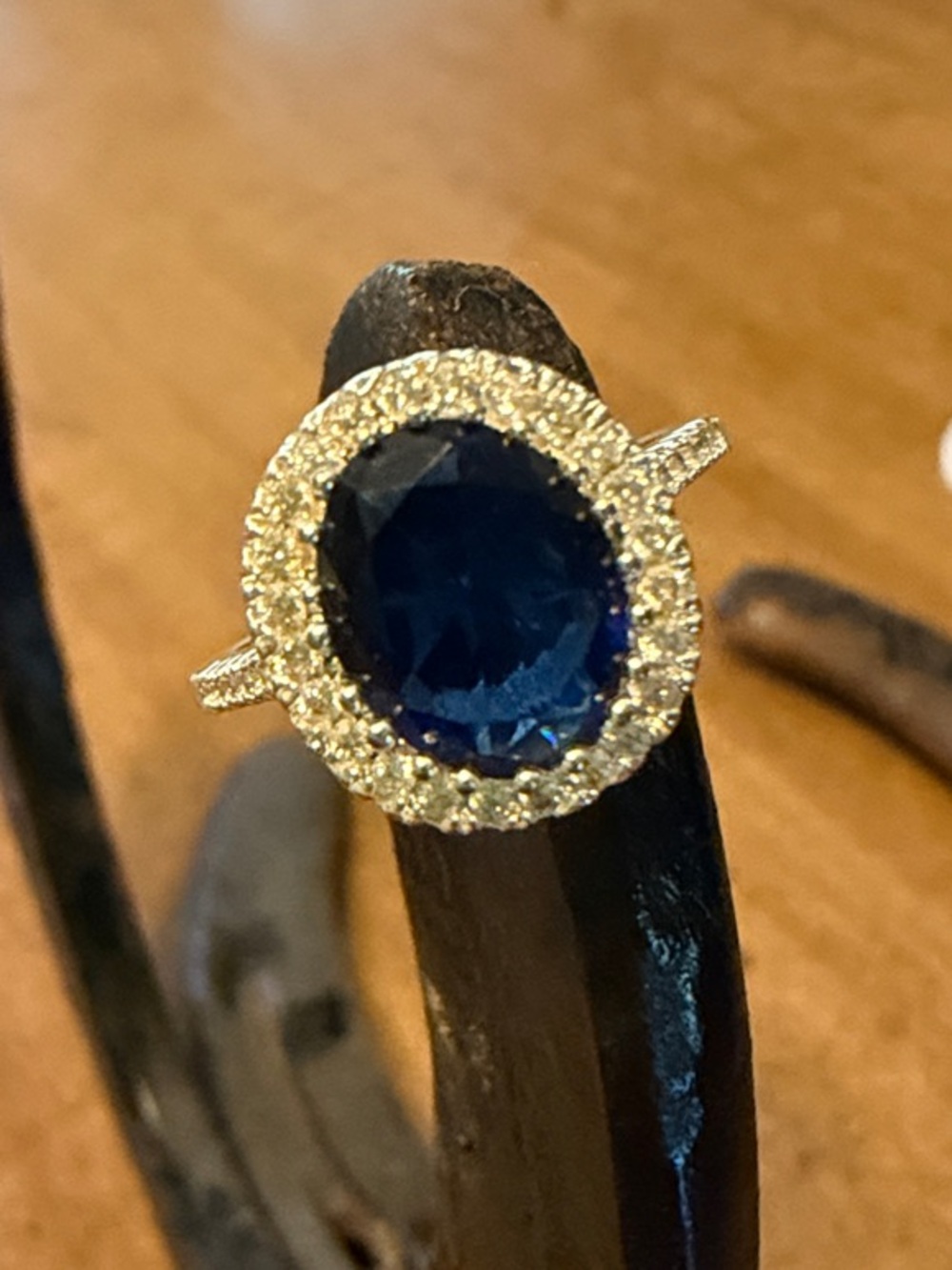 Blue Halo Stone Ring